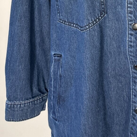 Eloquii SZ 22/24 Blue Denim Shacket Shirt Oversized Street Style Western Staple - Picture 4 of 9
